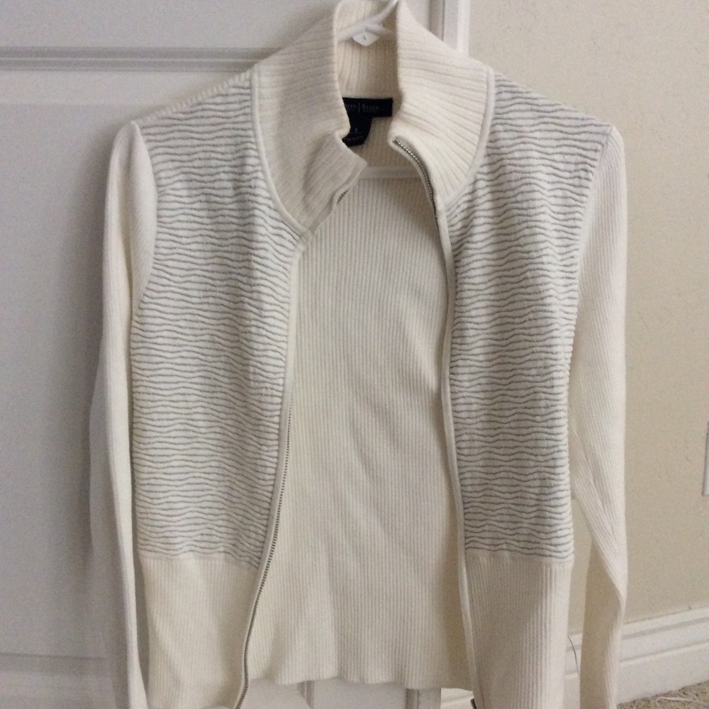 White zip up sweater